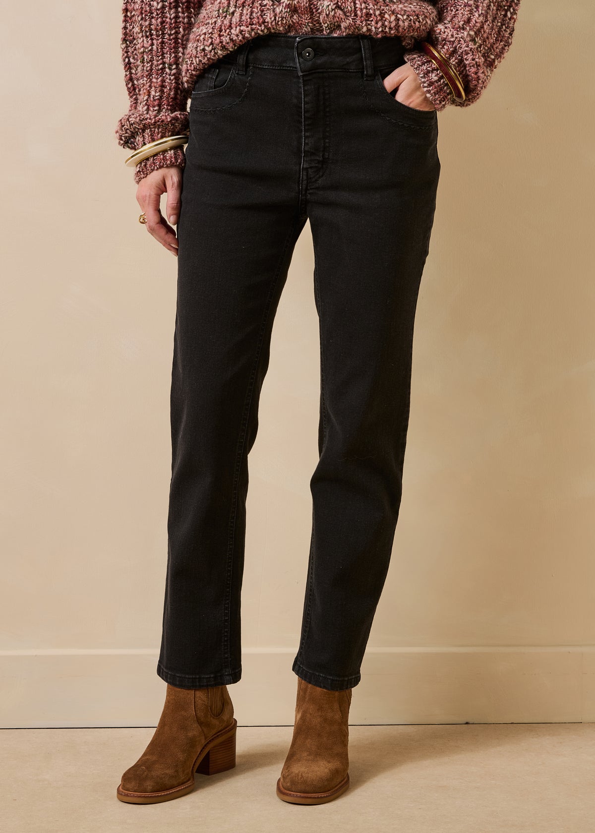 Jean slim noir délavé en coton biologique
