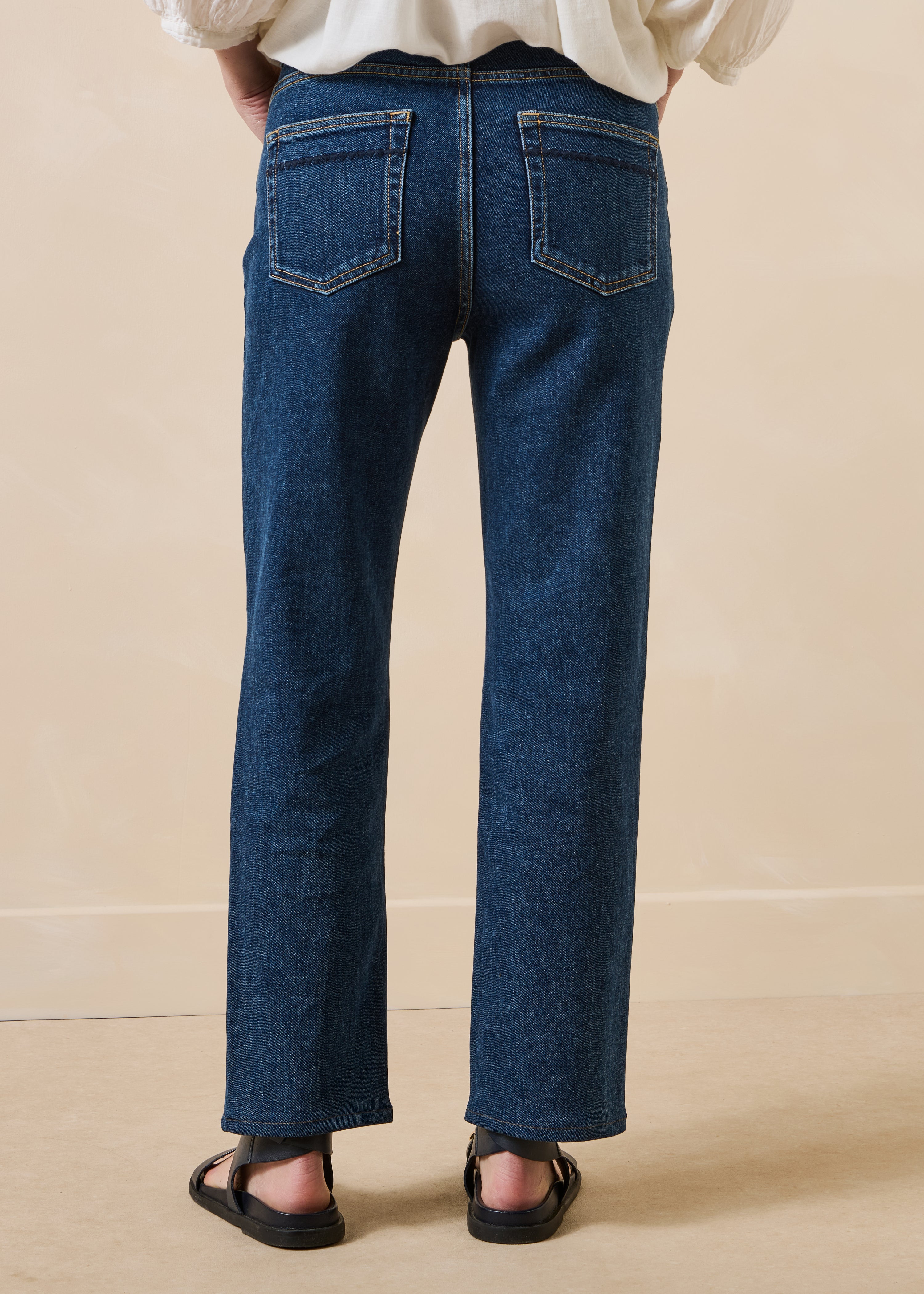 Slim fit jeans 7/8 blauw van biologisch katoen