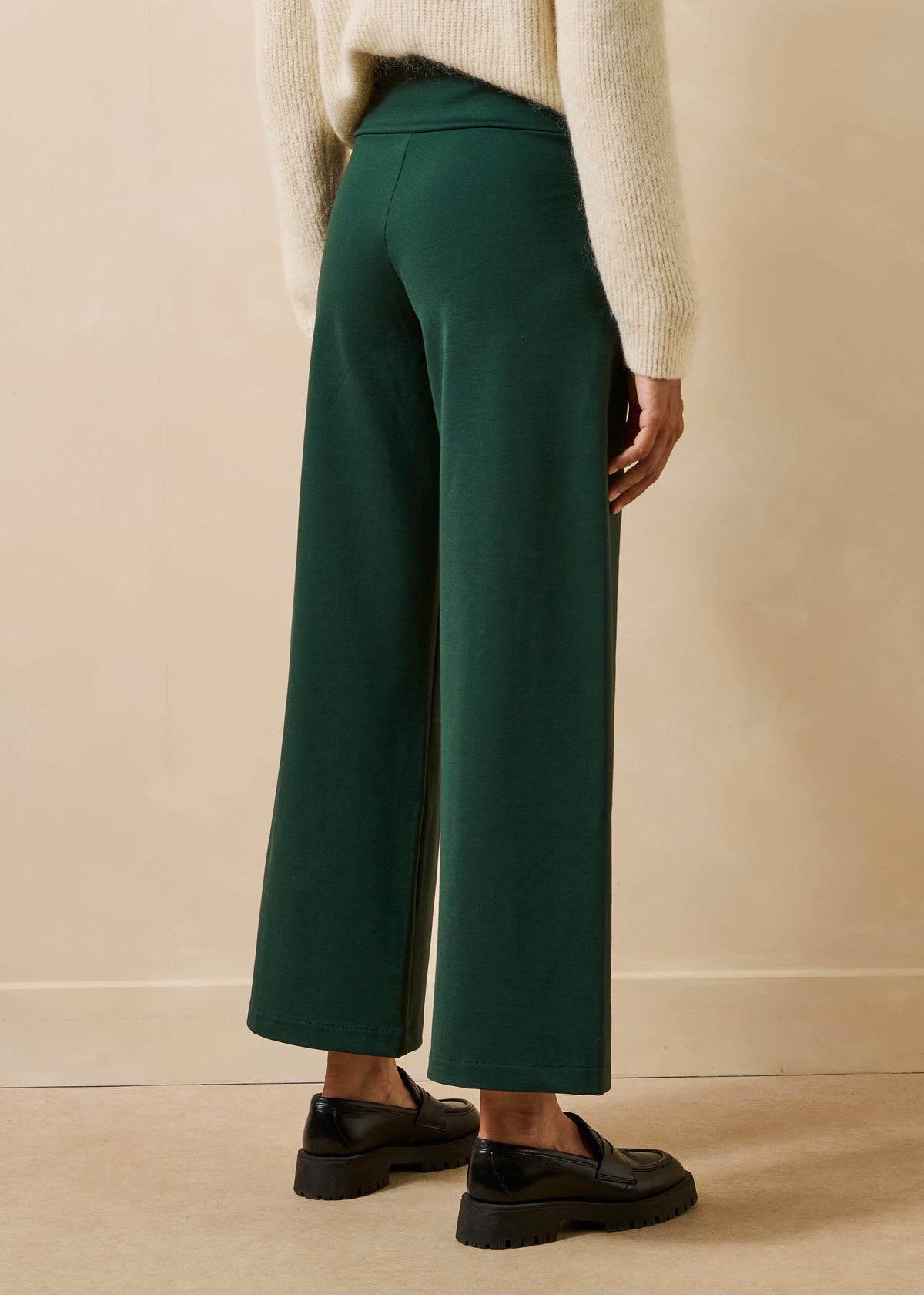 Pantalon cropped vert bouteille en milano
