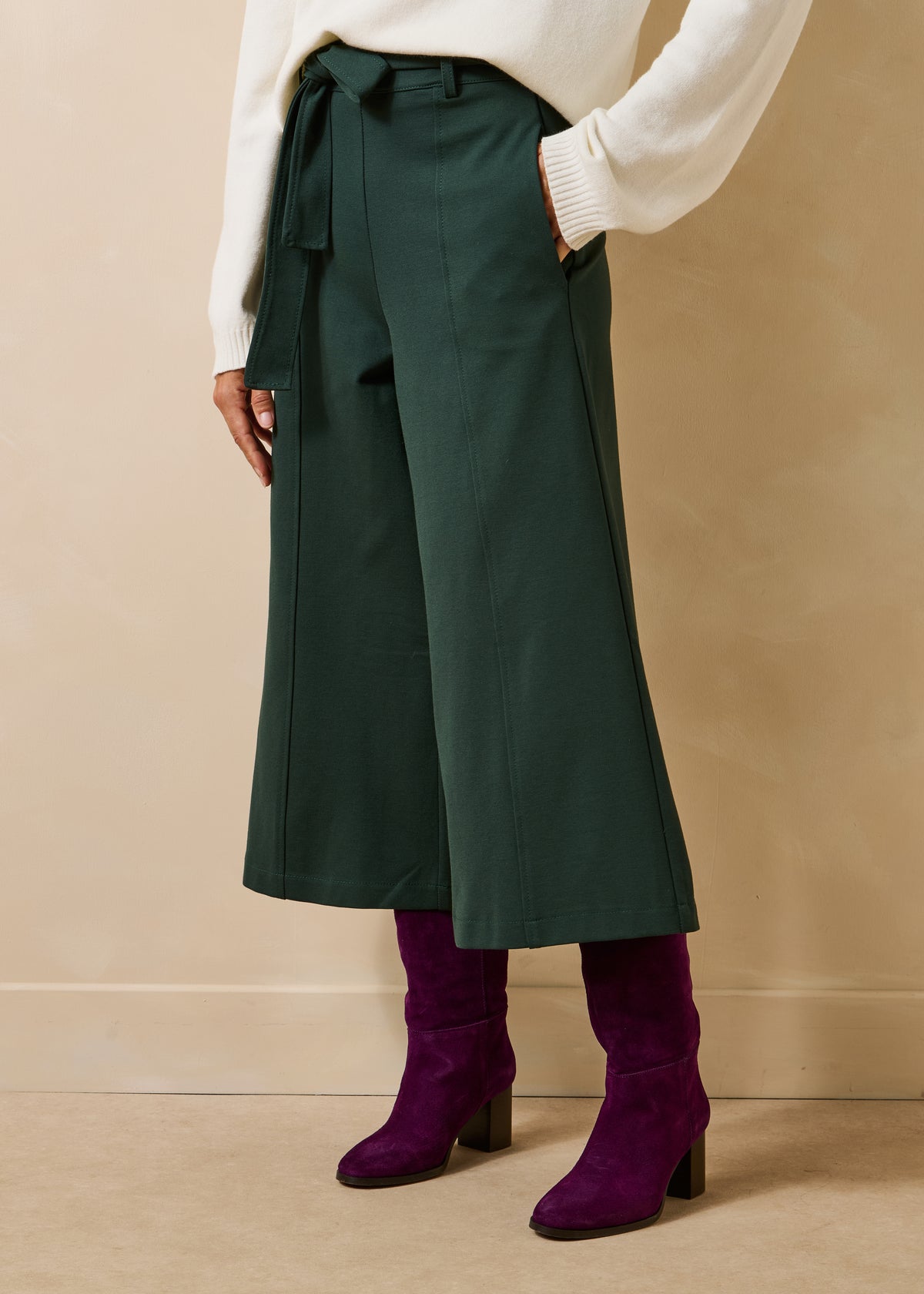 Pantalon jupe-culotte vert bouteille 7/8ème