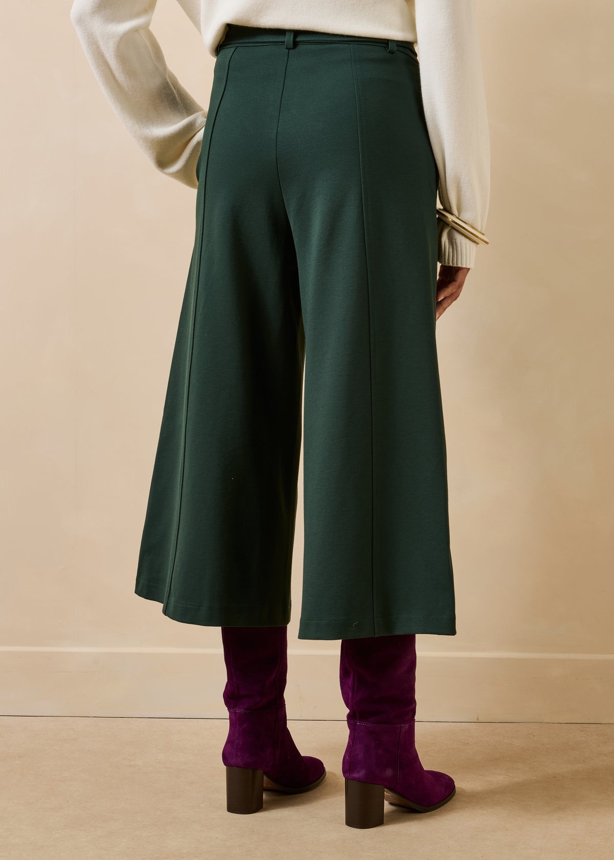 Pantalon jupe-culotte vert bouteille 7/8ème
