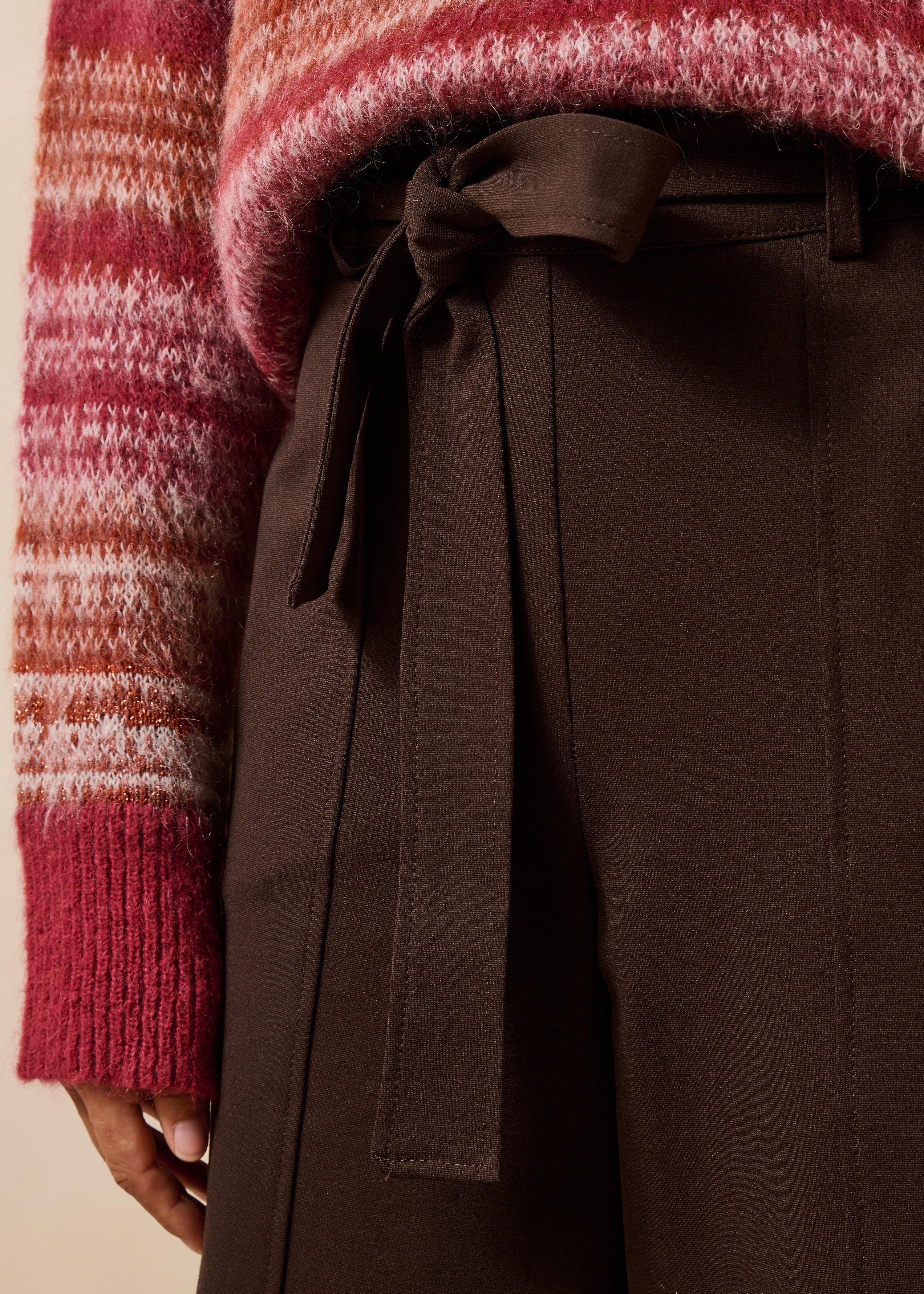 Pantalon jupe-culotte marron 7/8ème en milano