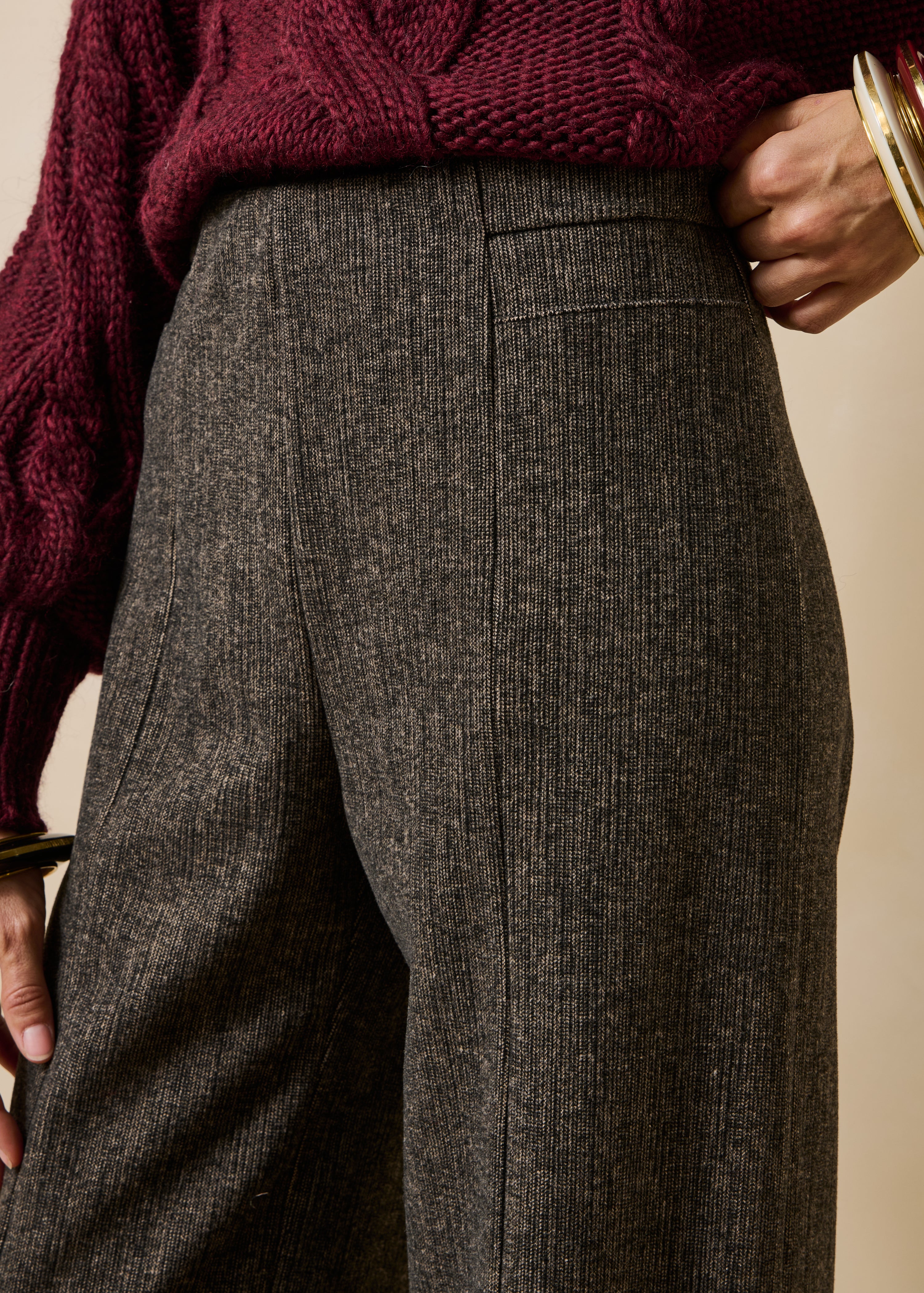 Pantalon droit marron en milano