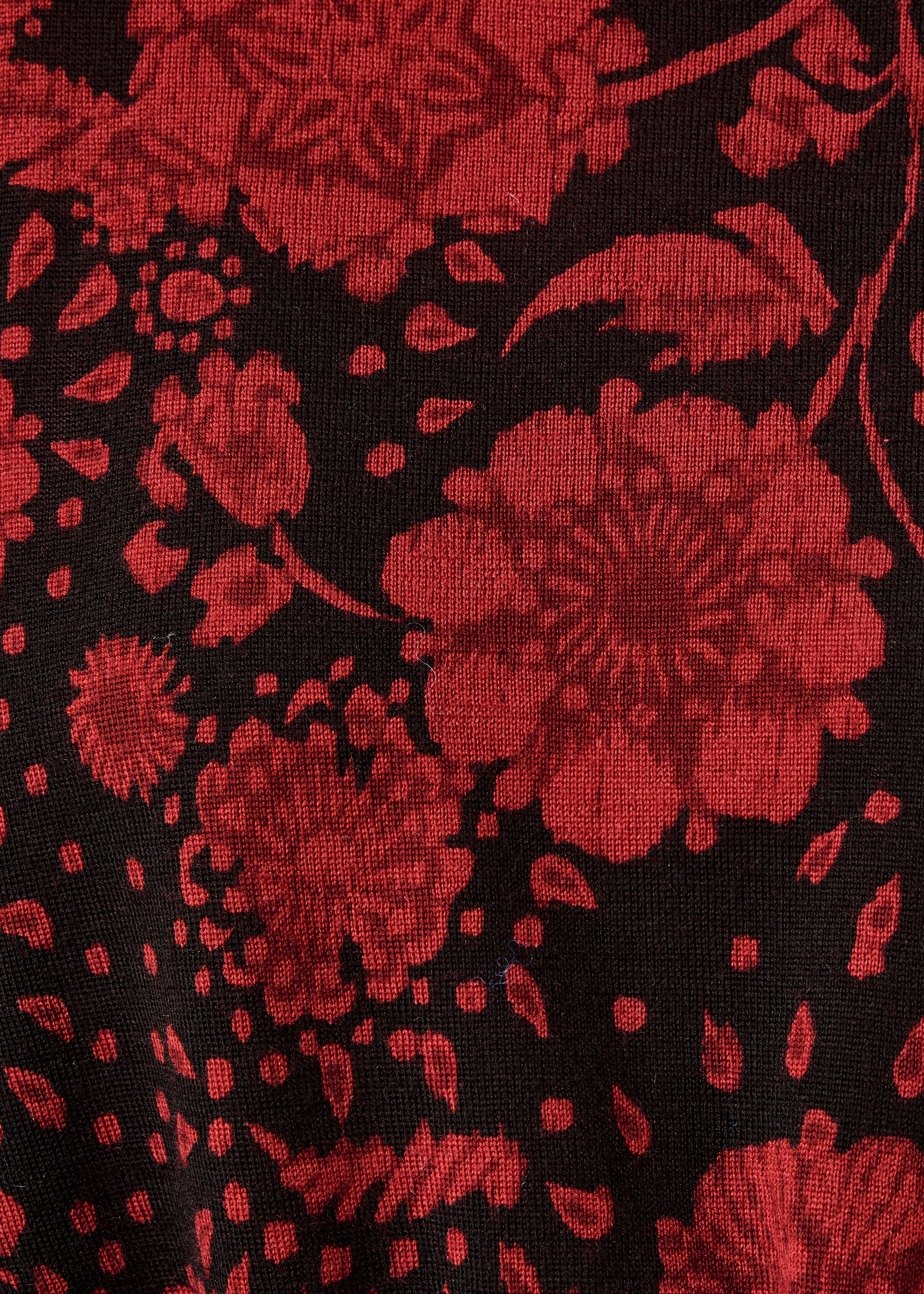 Bordeauxfarbener Pullover mit langen Ärmeln aus Blumenwolle