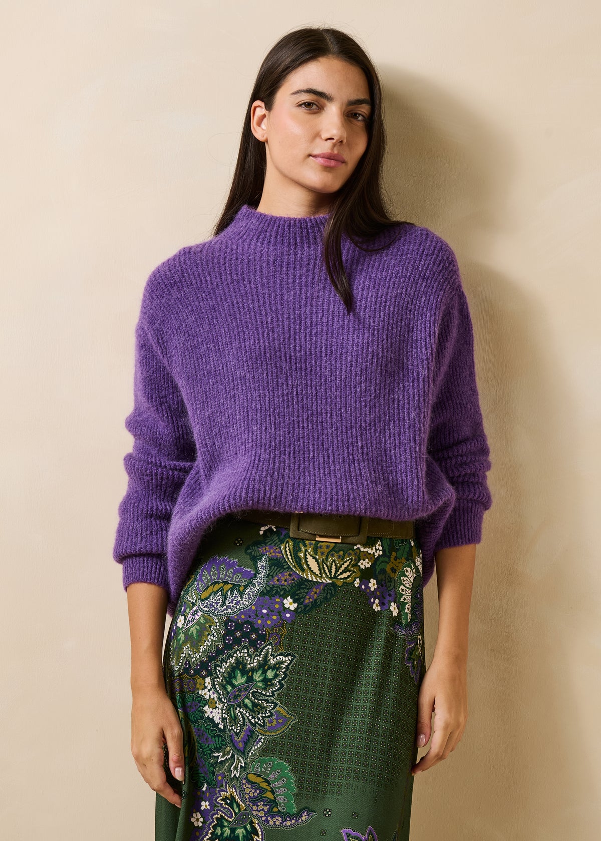 Maglione prugna maniche lunghe ampio