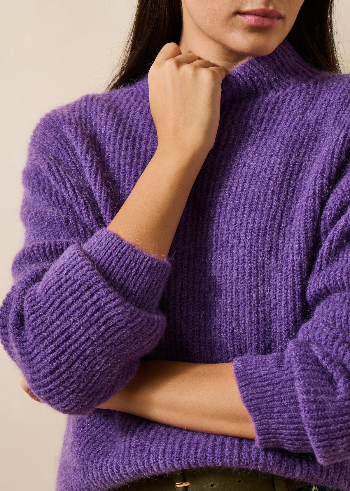 Maglione prugna maniche lunghe ampio