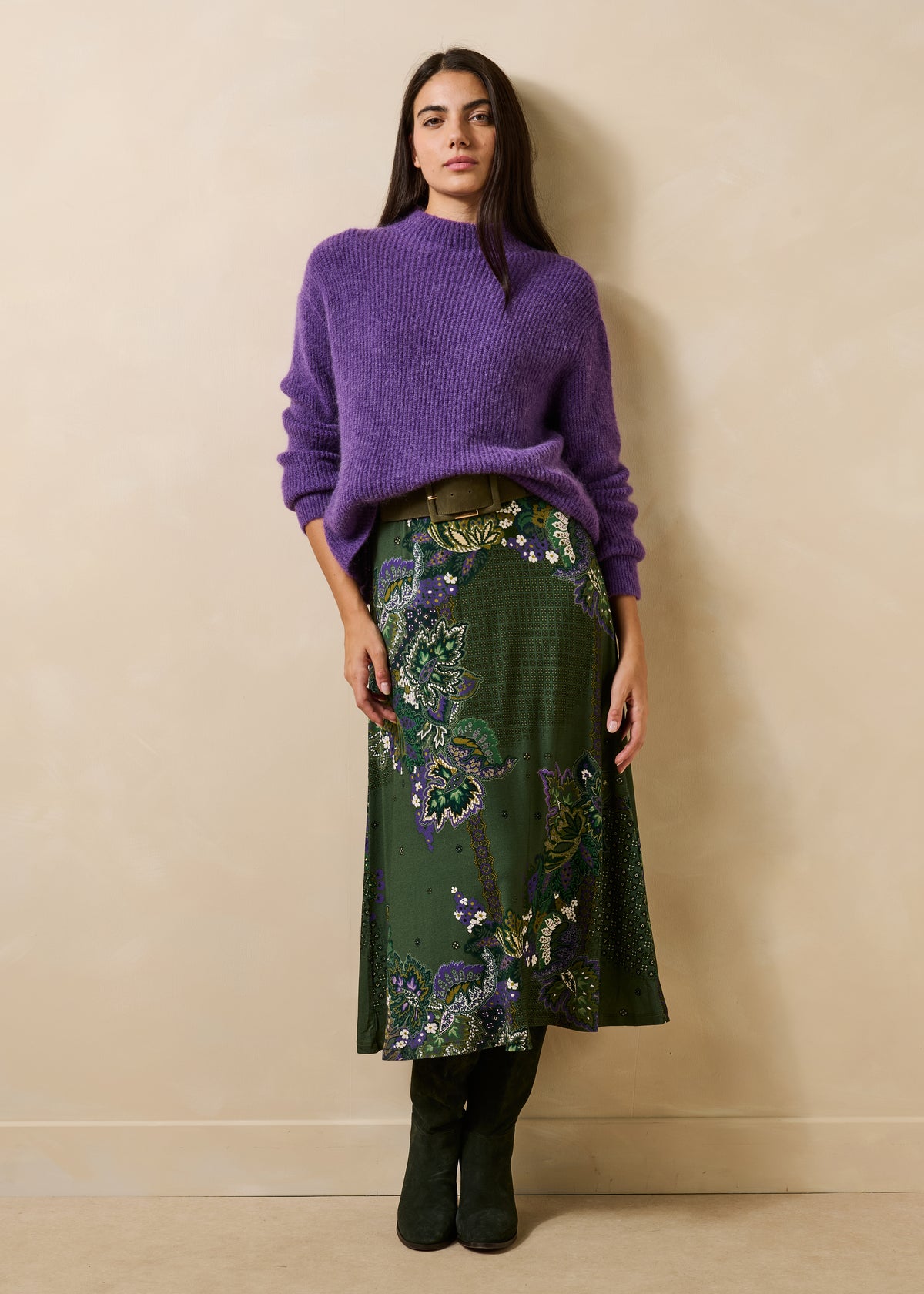 Maglione prugna maniche lunghe ampio