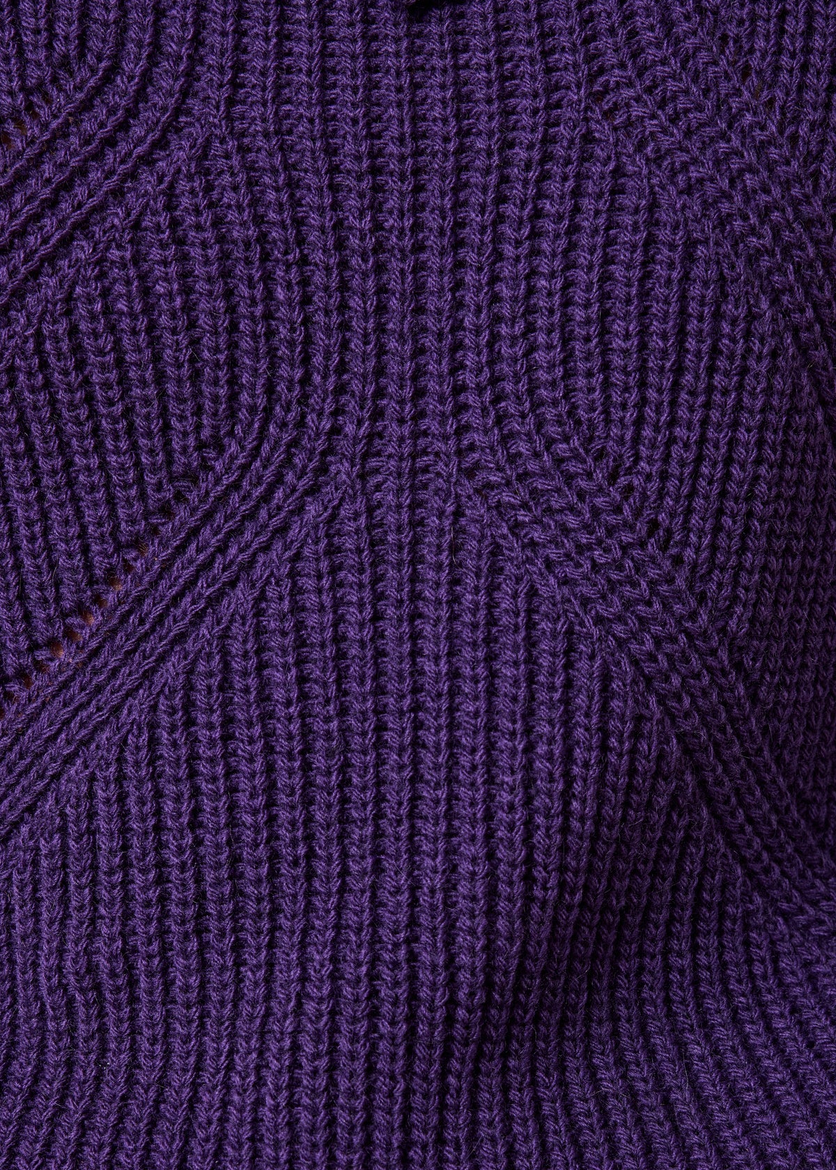Plum-colored long-sleeve sweater with asymmetrical collar