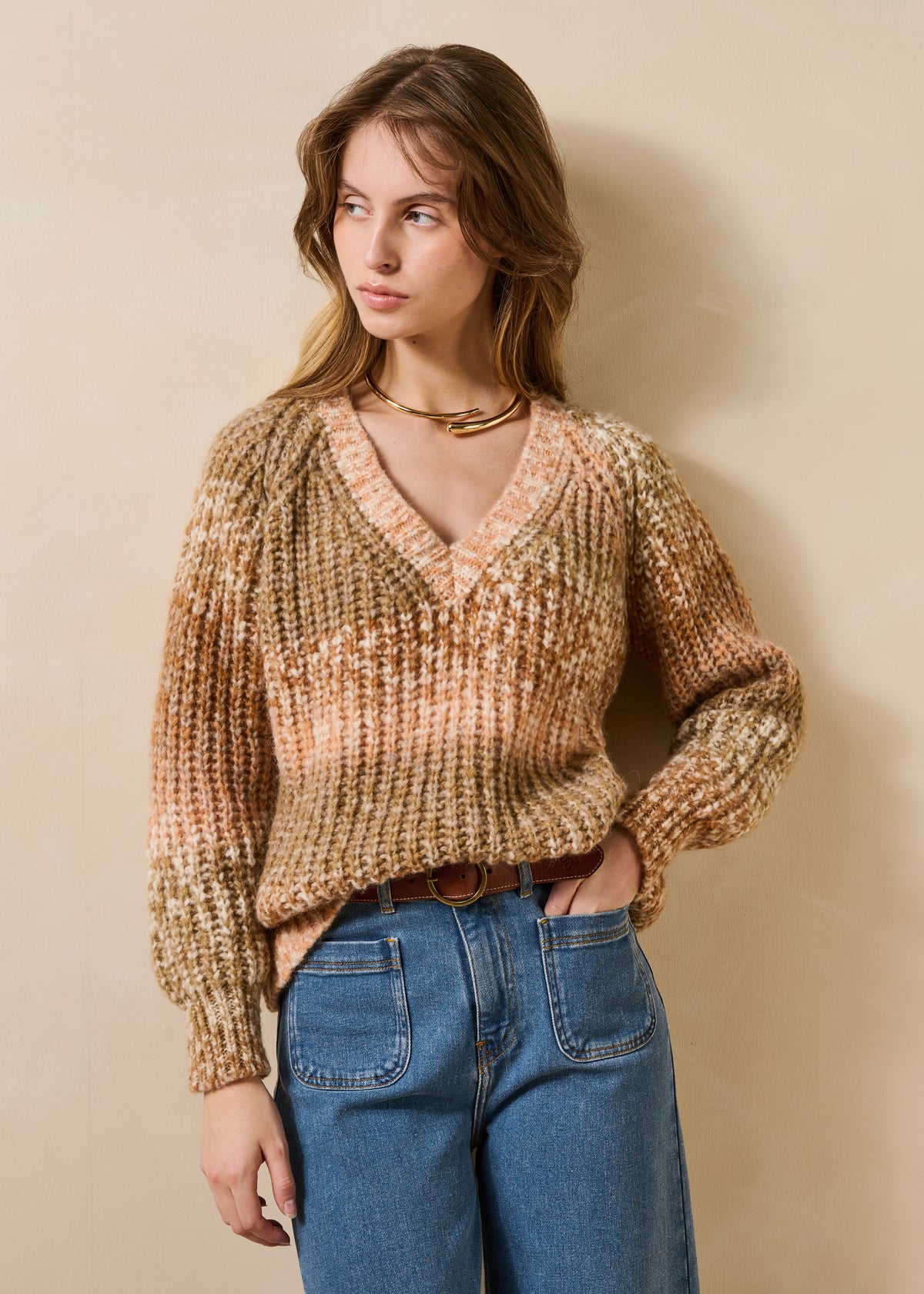 Maglione beige e cammello - Garax