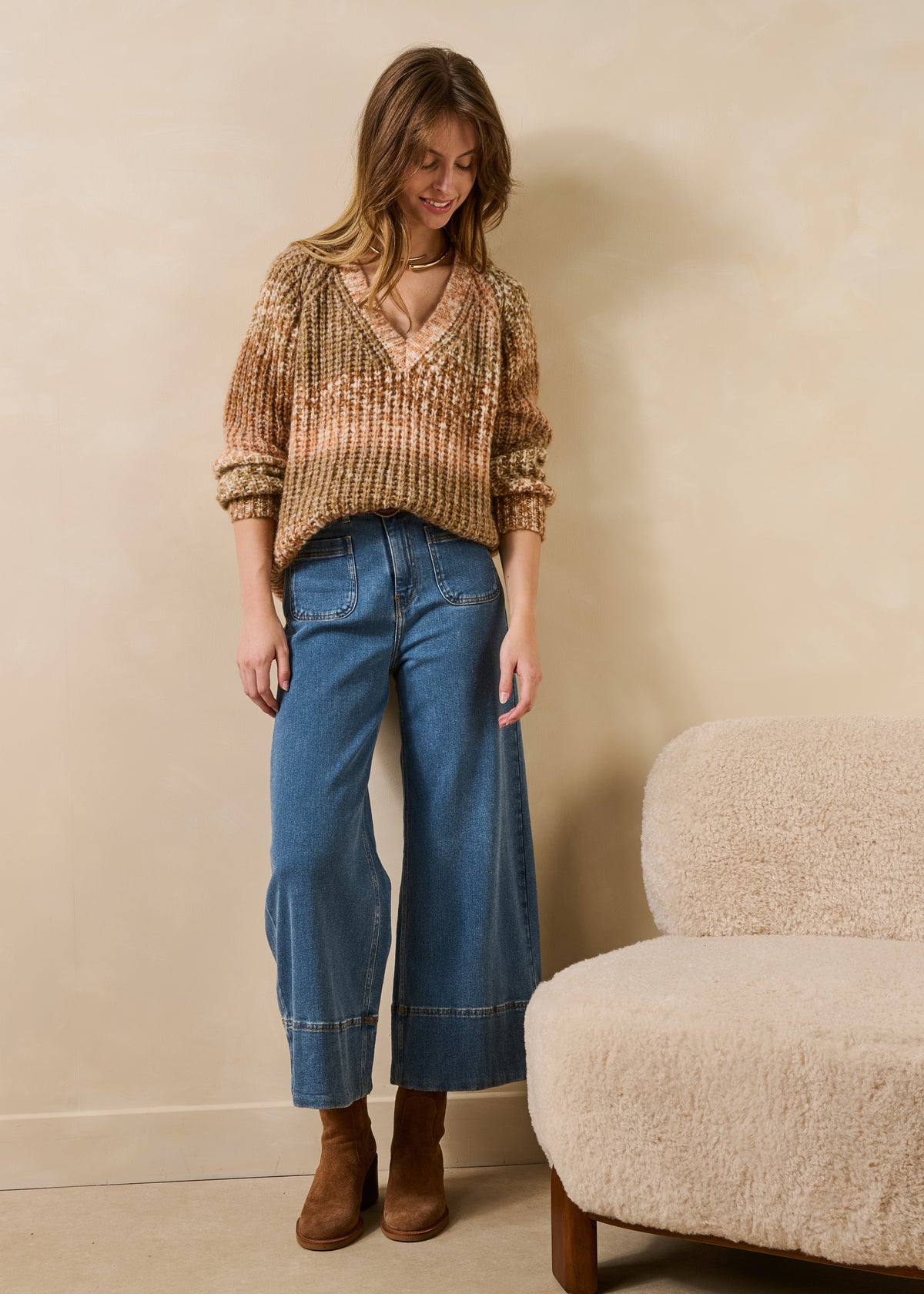 Maglione beige e cammello - Garax
