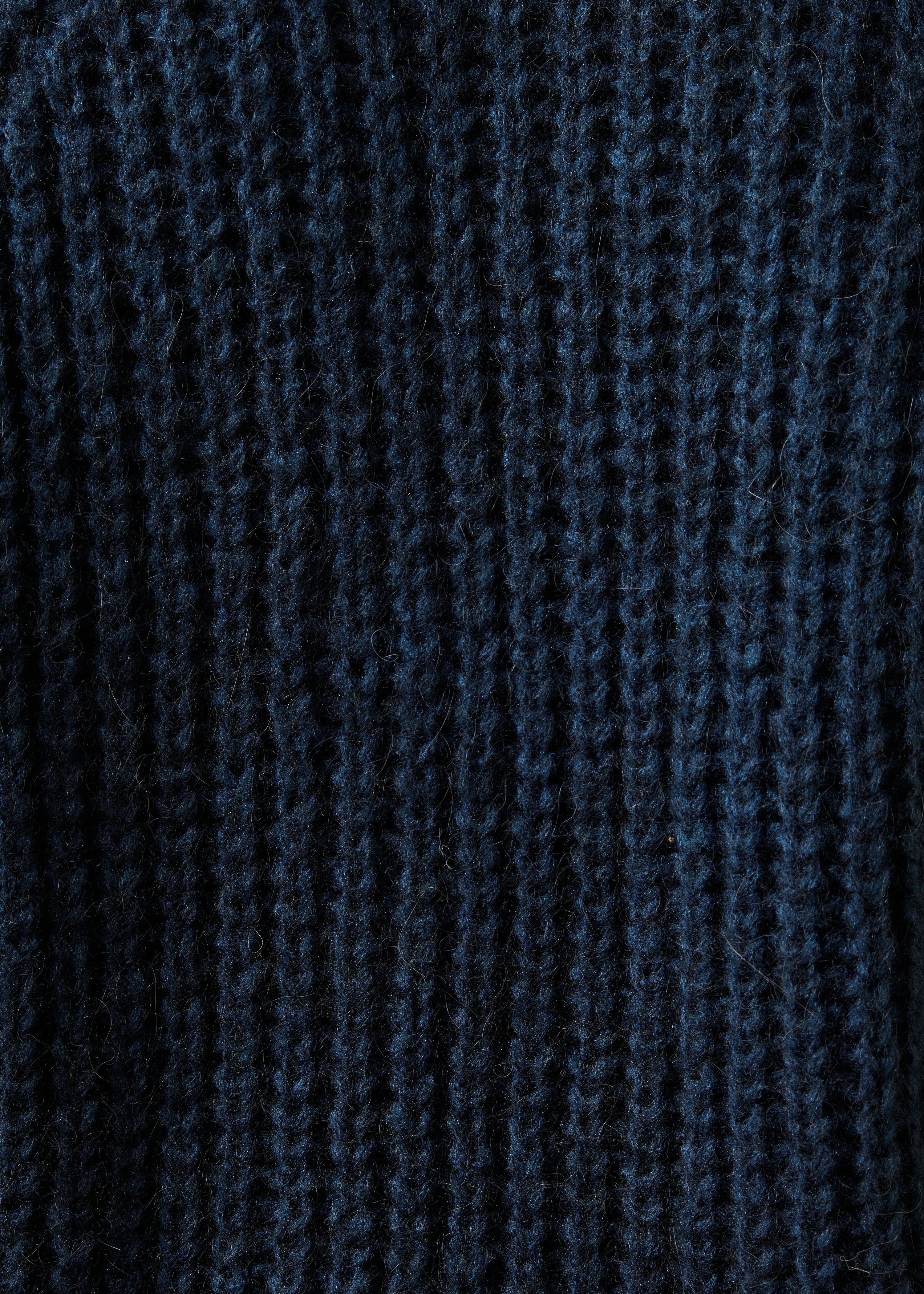 Pull bleu marine manches longues col rond détail irisé