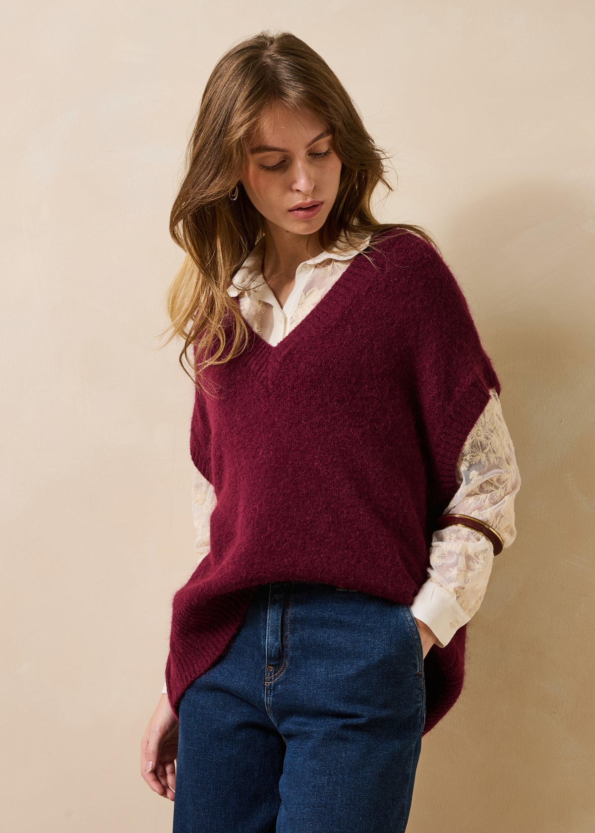 Pullover color melanzana - Gwendo