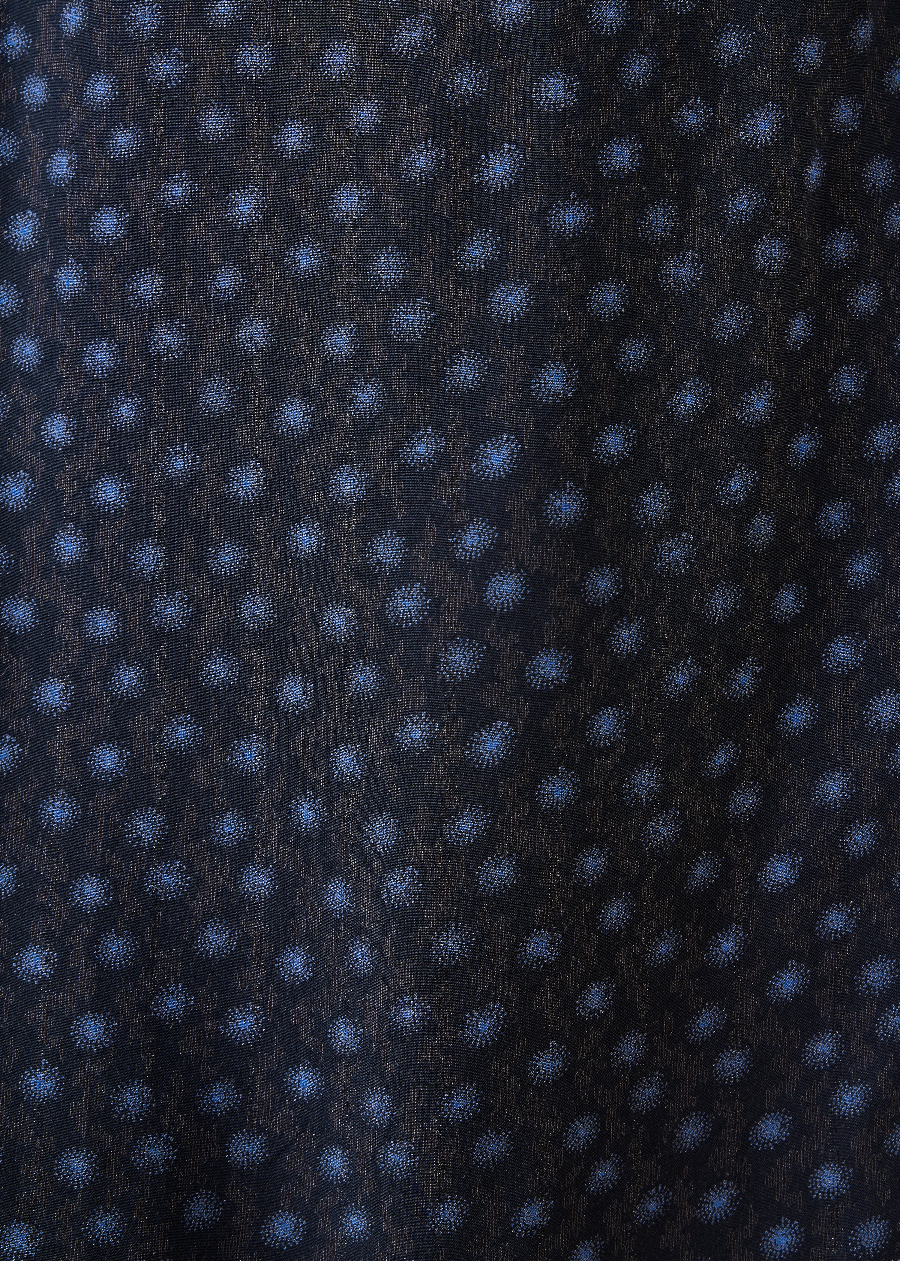Korte blauwe jurk met lange mouwen en print