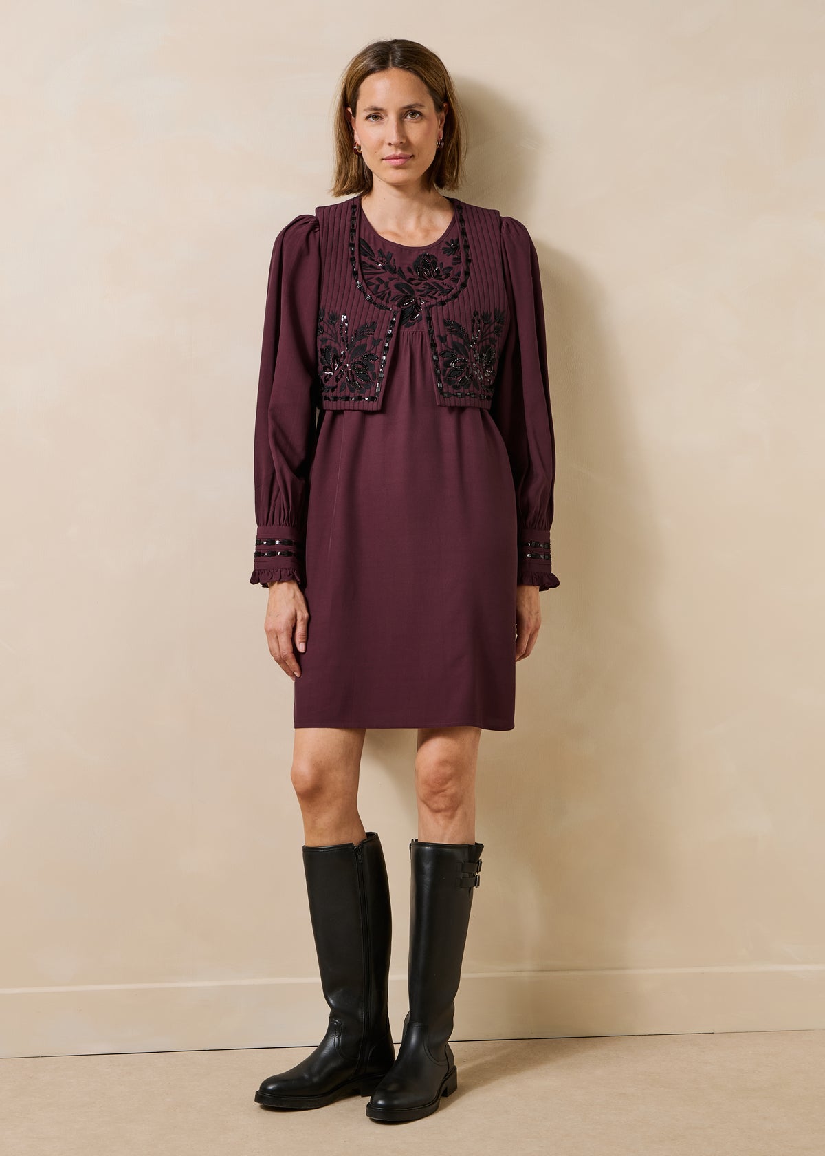 Robe aubergine et noir - Gondia