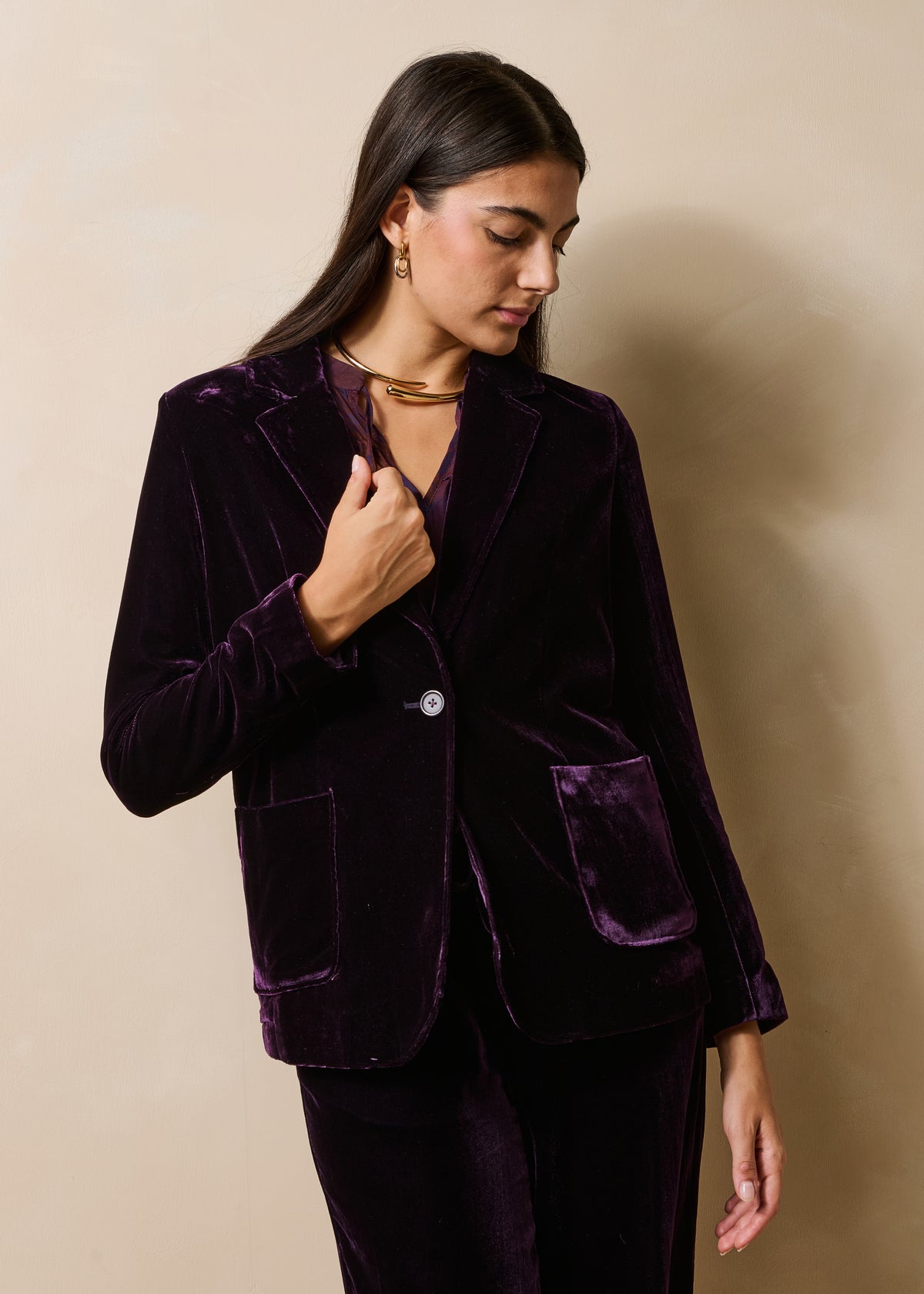 Veste tailleur violette en velours