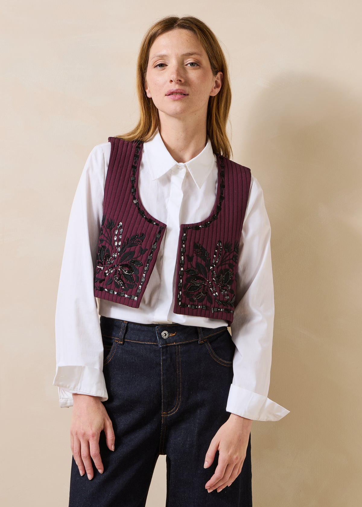 Chaqueta berenjena y negro - Ganesh