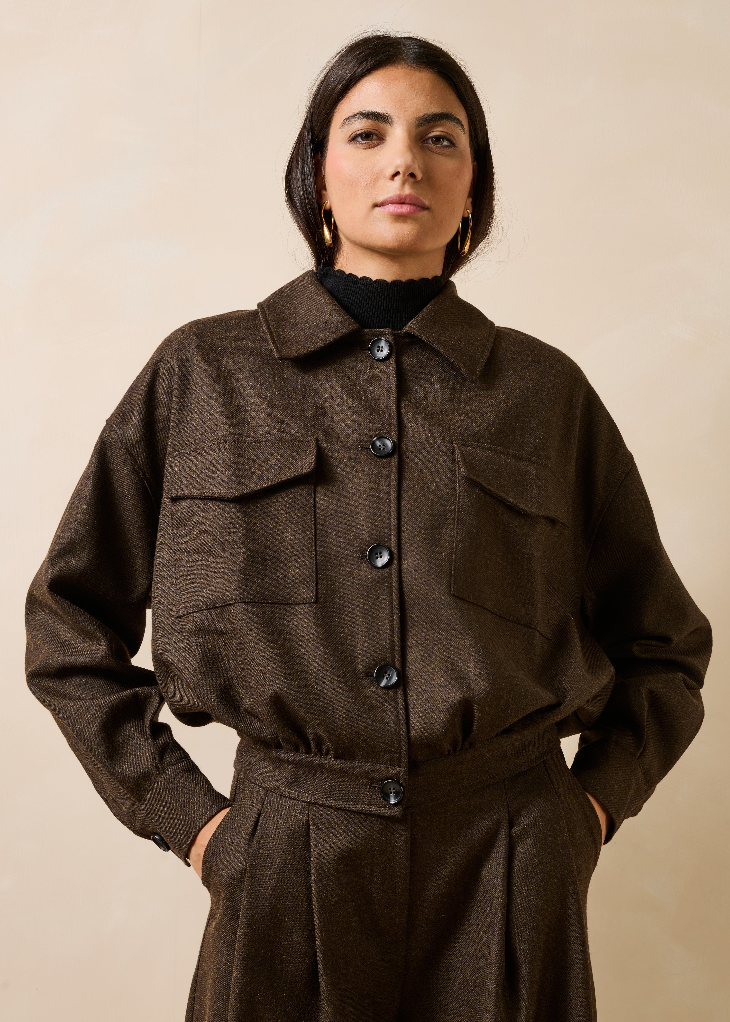 Veste marron manches longues
