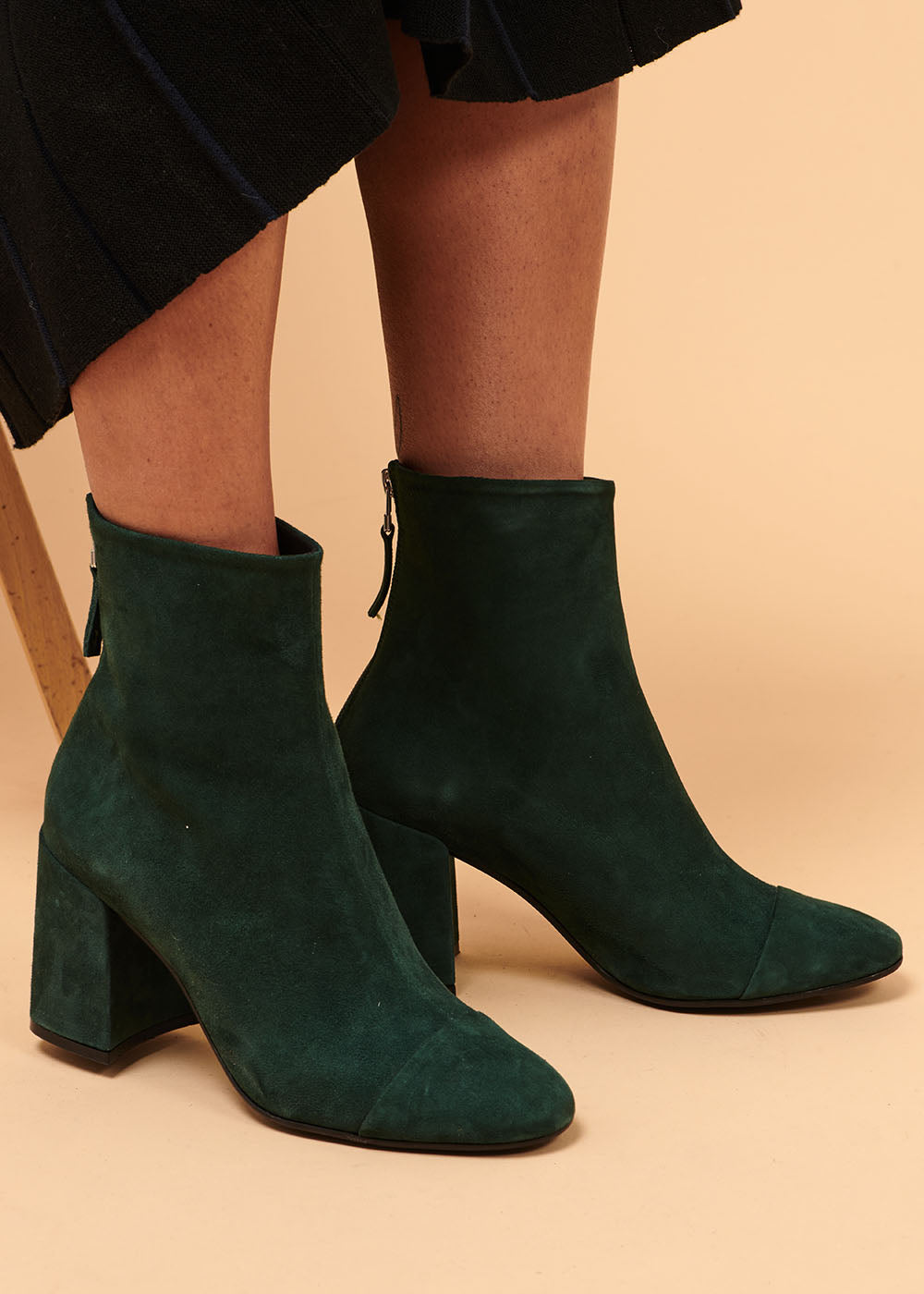 Boots en cuir de vachette zip arrière