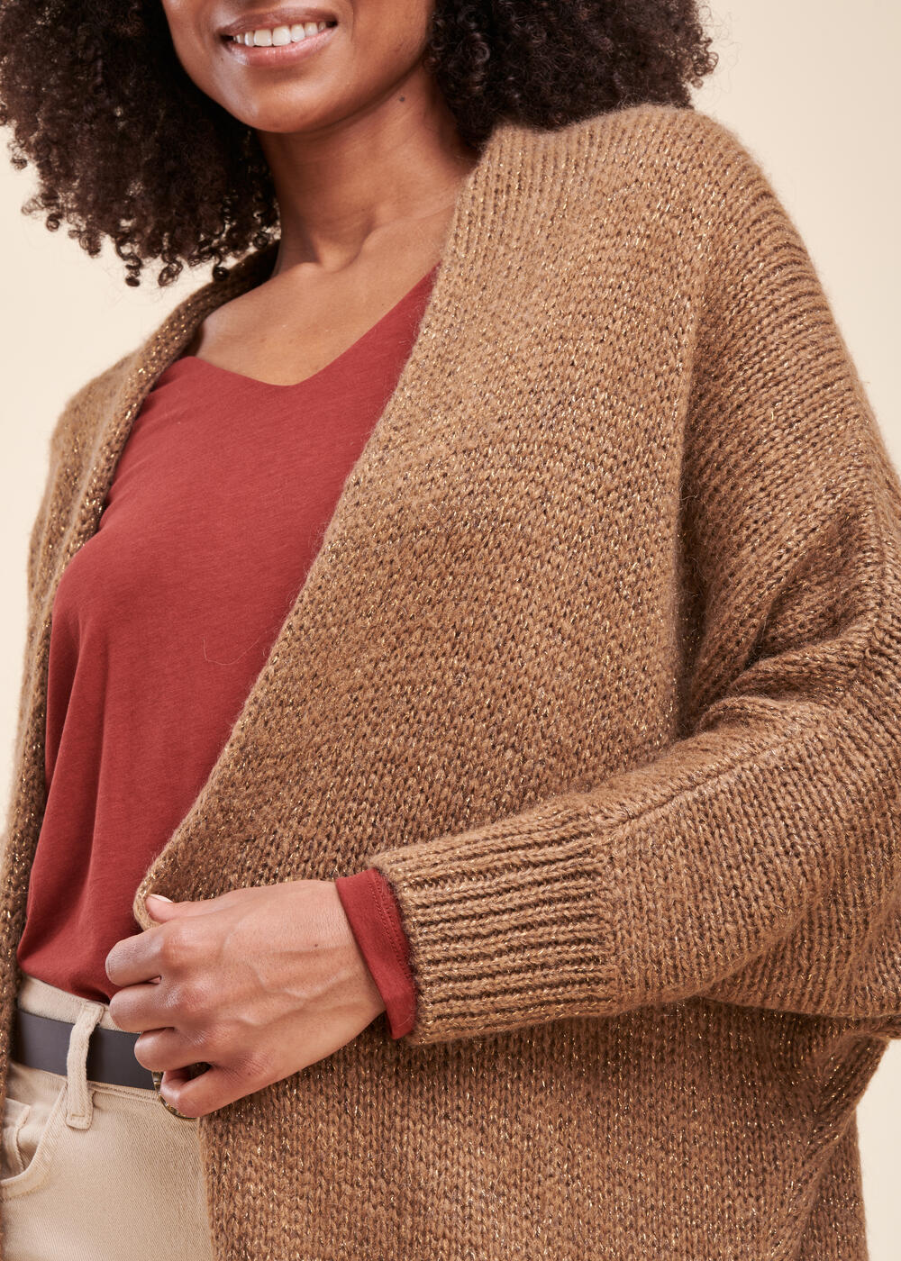 Sparkly knitted oversize cardigan