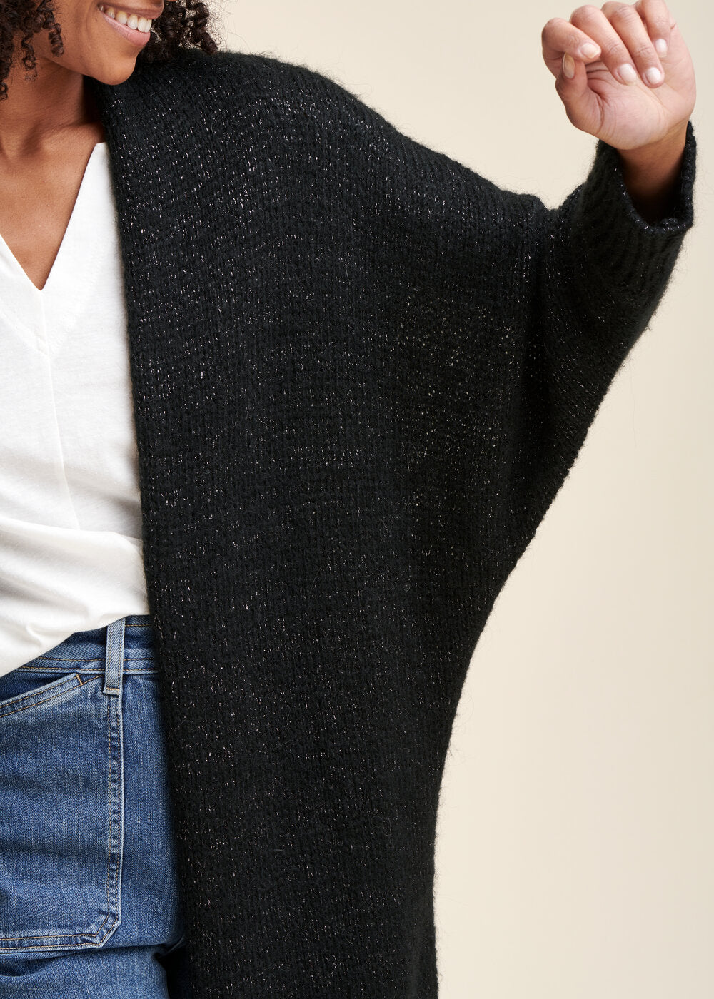 Gilet oversize in maglia cangiante