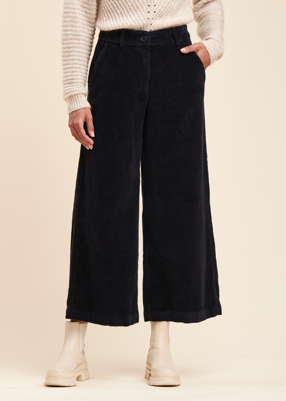 Pantalon large en velours