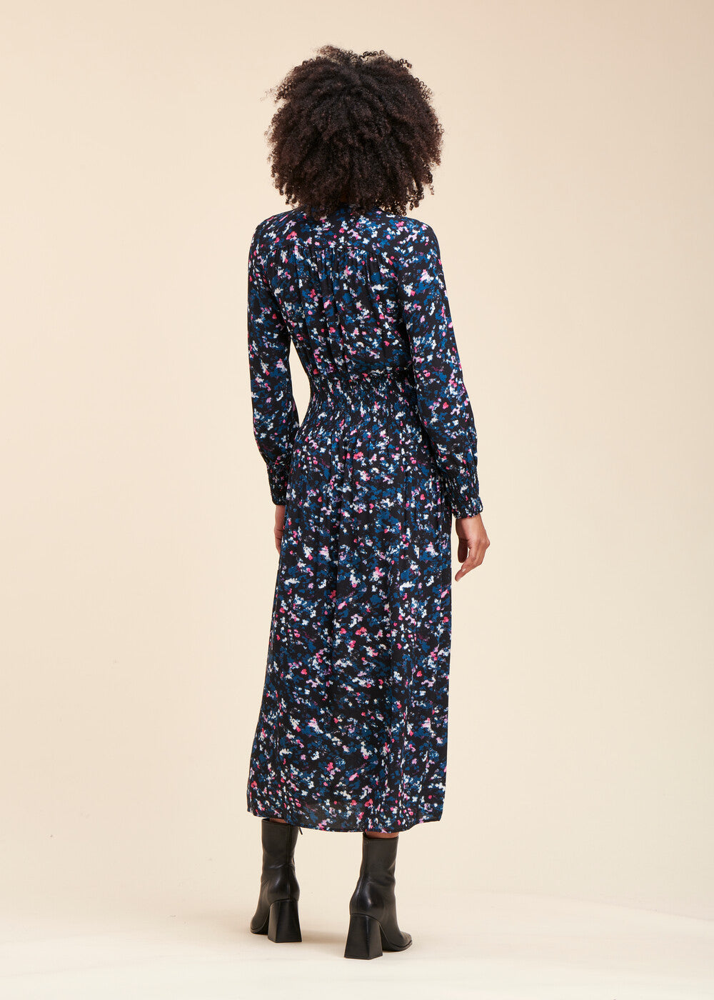 Mottled print long dress