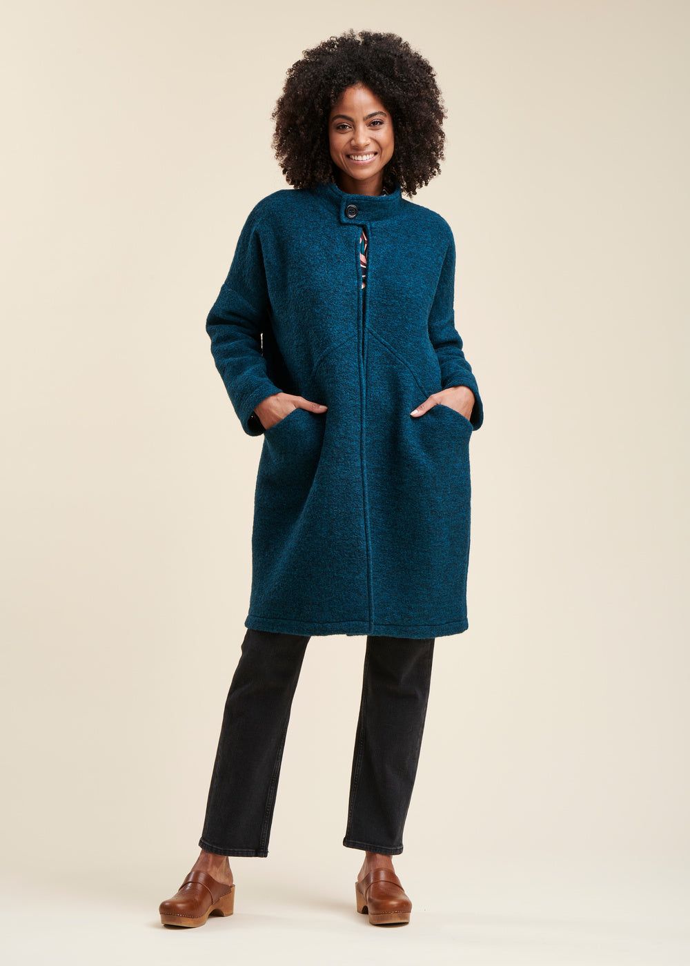 Manteau Laine Fee Maraboutee Manteau Manteau Bleu Pétrole Mi